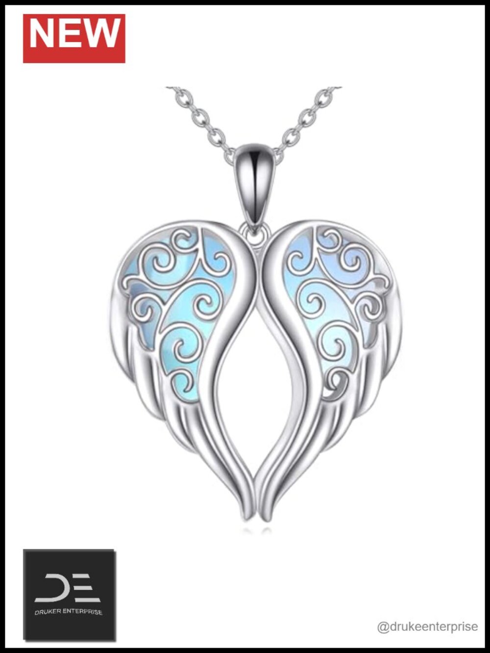 Sterling Silver Guardian Angel Wings Pendant Necklace for Women